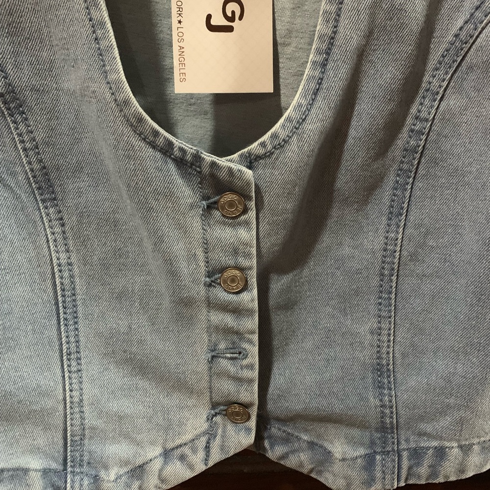 GOGO Light Blue Denim Vest Top - Picture 4 of 7